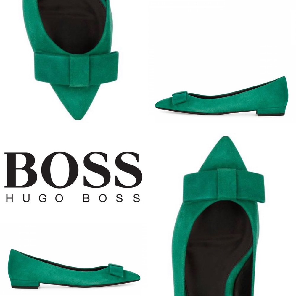 HUGO BOSS. NIB! Emerald Green Pointed Flats!